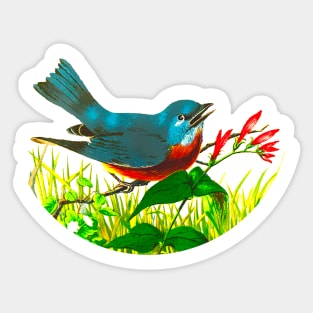 Blue bird of the red crop Sticker